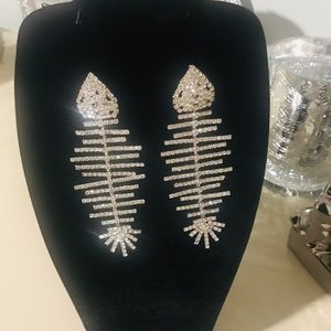 #Diamond#Fish#Bone#Earrings